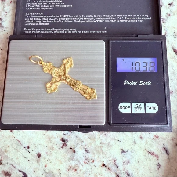 Solid 22k Yellow Gold Cross Crusifix Jesus LARGE Pendant HEAVY Necklace …